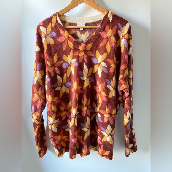 Garnet Hill Sweaters - Garnet Hill Cashmere V Neck Sweater in Rich Fall Colors Size Medium
